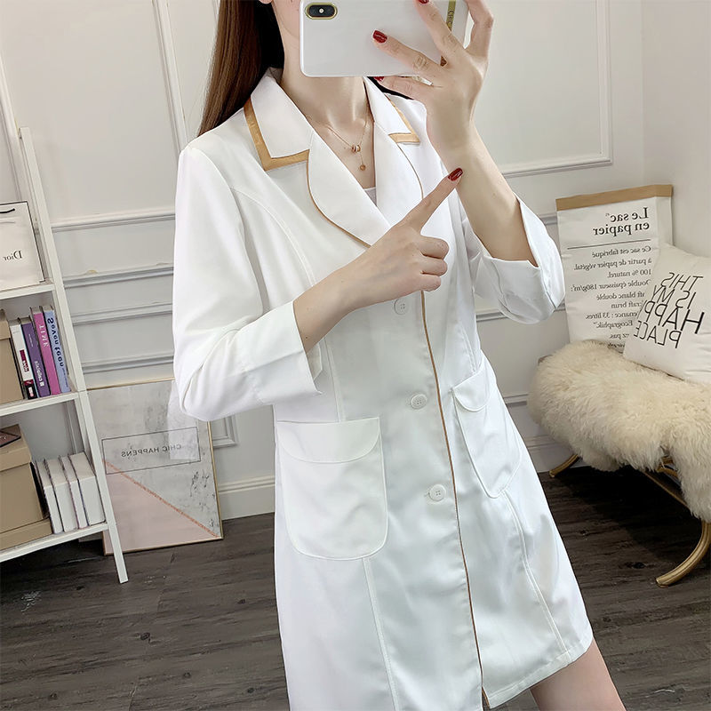Gaun seragam kecantikan pendek - Medical Lab Logo ulasan dan harga