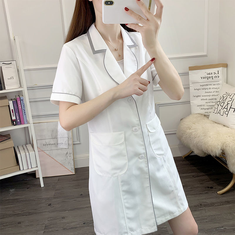 Gaun seragam kecantikan pendek - Medical Lab Logo ulasan dan harga
